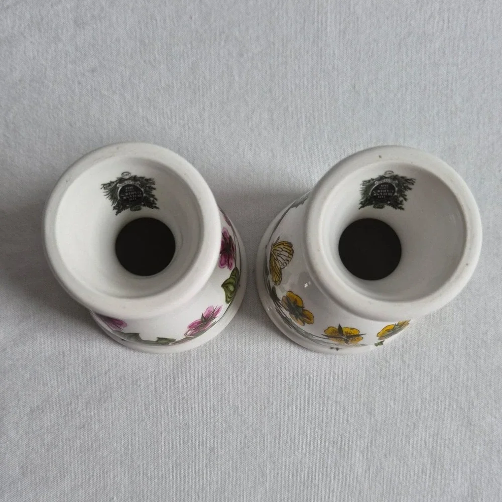 Portmeirion Egg Cup Set of 2 White Botanic Garden Floral Butterfly Britain